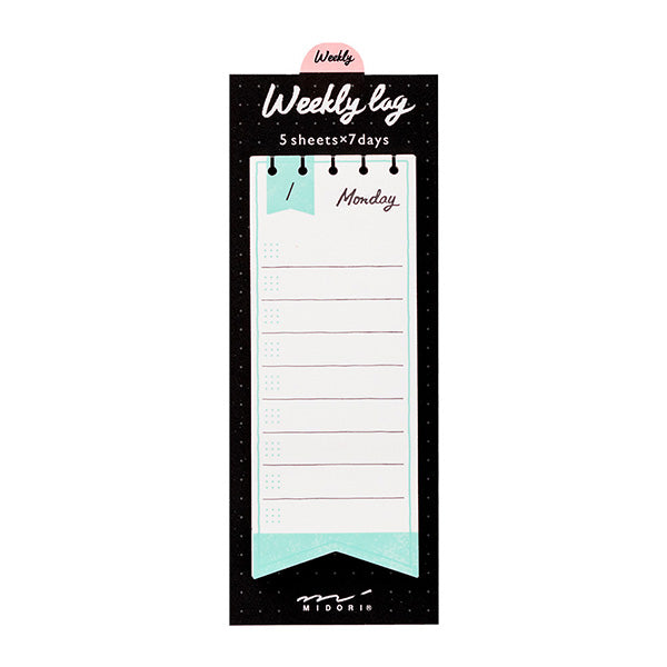 Midori Sticky Notes Journal Weekly Ribbon — side view