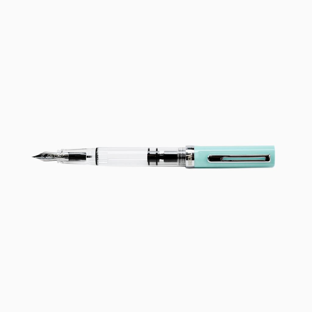 TWSBI ECO-T Fountain Pen Mint Blue — flat lay