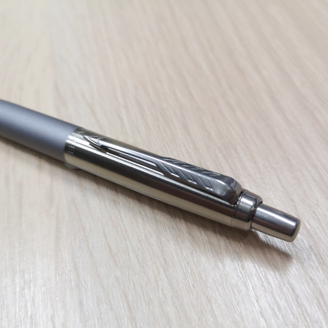 Parker Jotter XL Alexandra Matte Grey Ballpoint Pen — flat lay