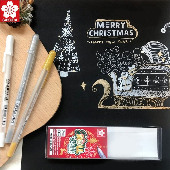 Sakura Gelly Roll Metallic &amp; White 3 Pens Set — side view