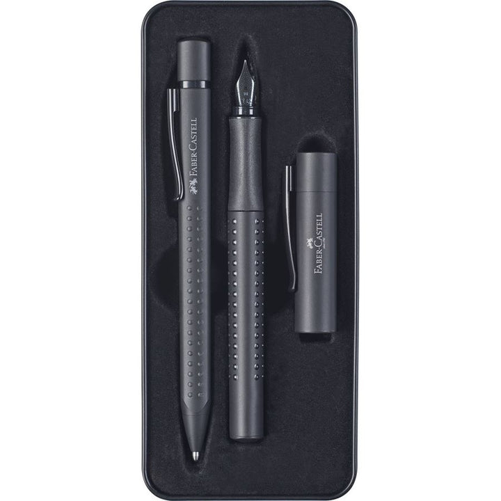 Faber-Castell Grip Edition Fountain Pen &amp; Ballpoint Pen Set All Black [Pre-Order] — front view