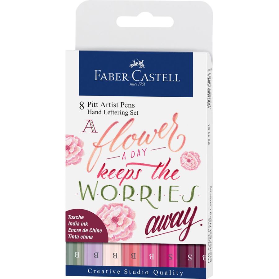 Faber-Castell Pitt Artist Pen Hand Lettering Set of 8 Pi — front view