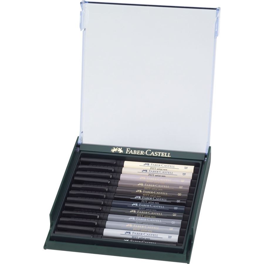 Faber-Castell PITT Artist Brush Pen Set of 12 (Grey Colour) — side view
