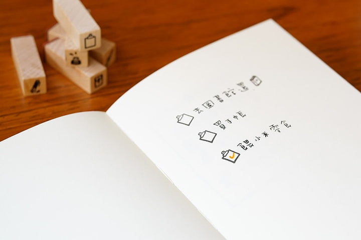 Plain Stationery Minimo Stamp Set - Ruler and knife — flat lay