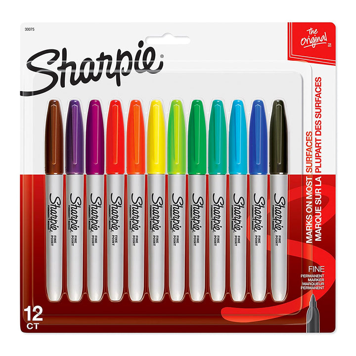 Sharpie Fine Point Permanent Markers Assorted Set of 12 — front view