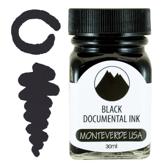 Monteverde 30ml Ink Bottle Documental Permanent Black — bottle front