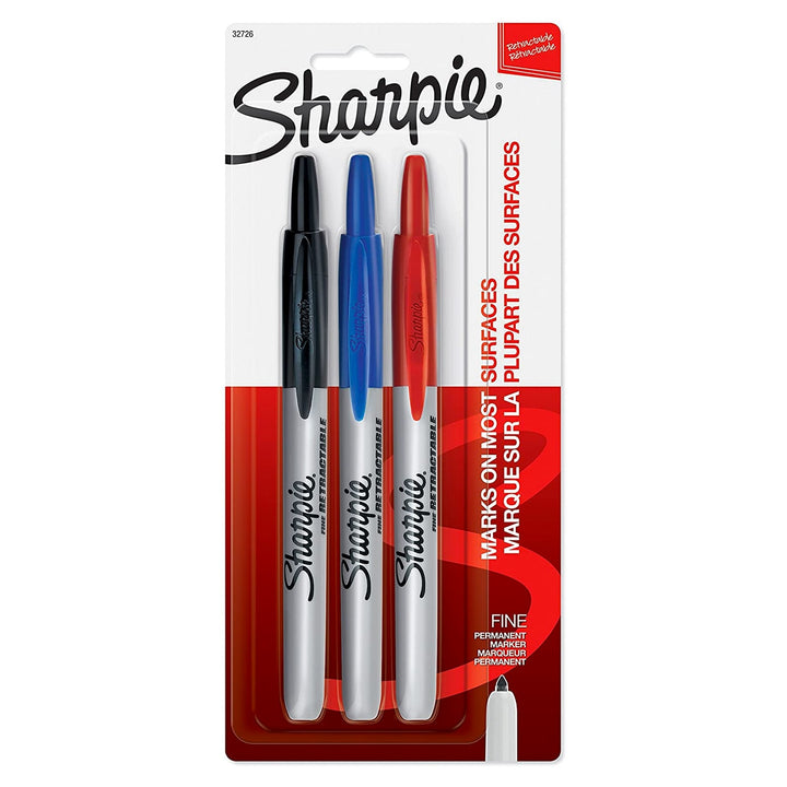 Sharpie Retractable Permanent Marker Set of 3 (Assorted) — front view