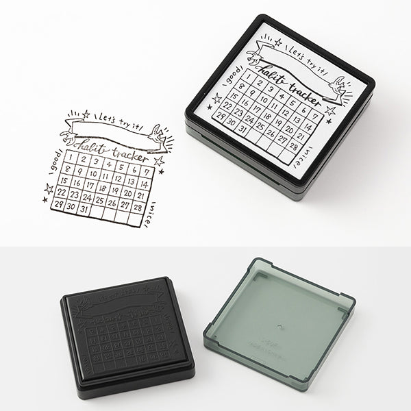 Midori Paintable Stamp Pre-inked habit tracker — detail view