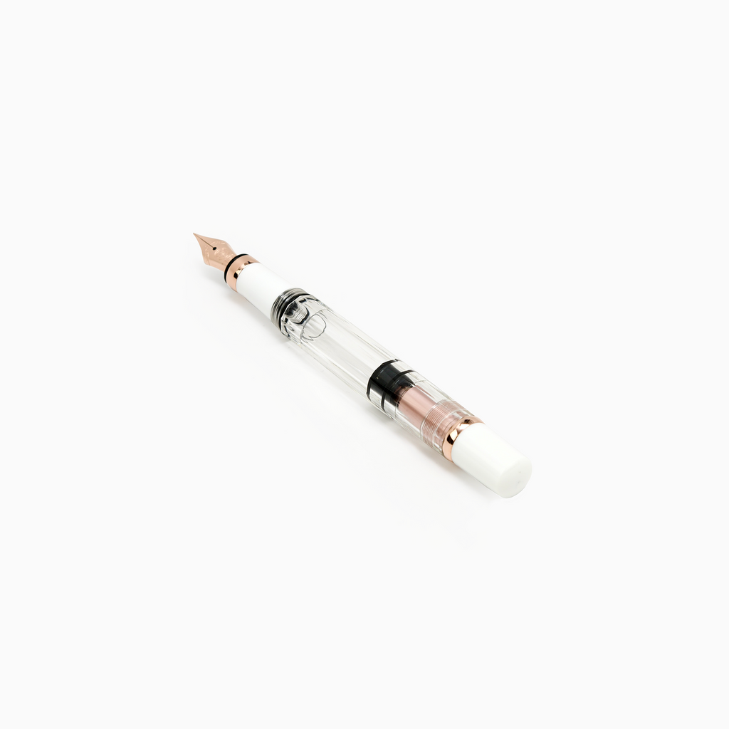 TWSBI Diamond 580 Fountain Pen White RG II — flat lay