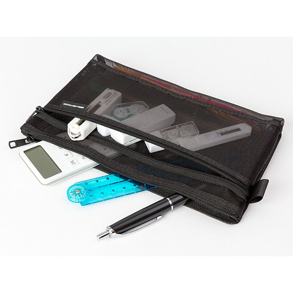 Midori Mesh Pen Pouch Black A — detail view