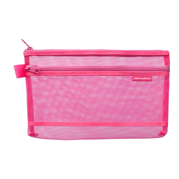 Midori CL Mesh Pen Pouch Pink — front view