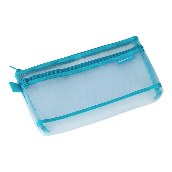 Midori Mesh Pen Pouch Blue A — side view