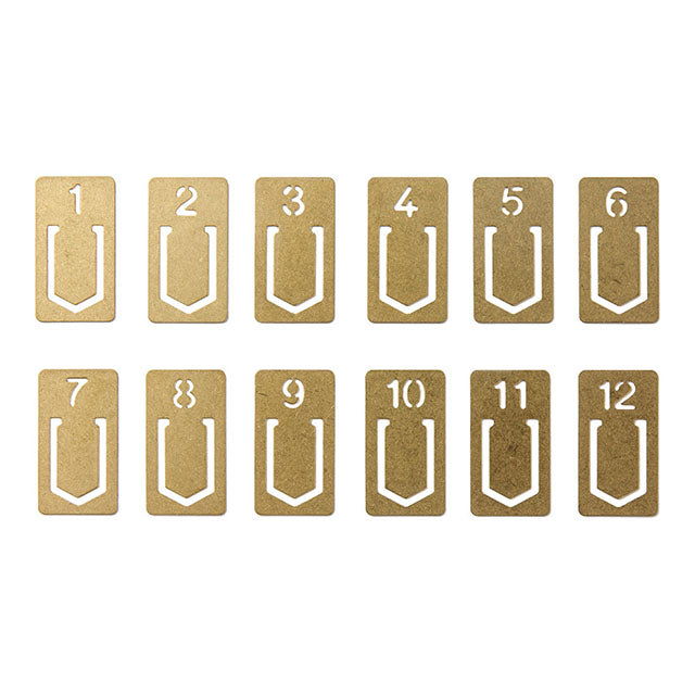 Midori Brass Clip Number — front view