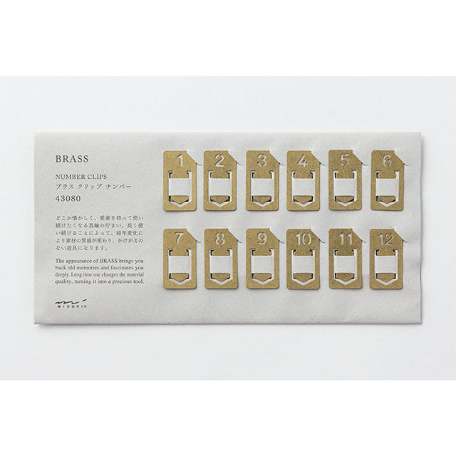 Midori Brass Clip Number — side view