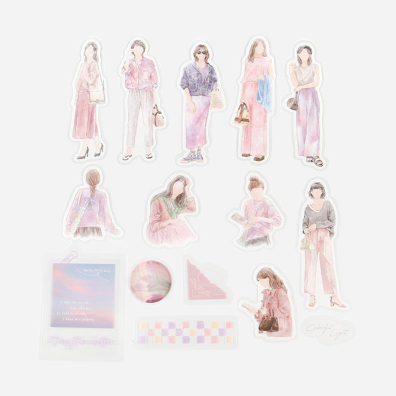 BGM Person Watercolor Pink Coordinating Sticker Seal — side view