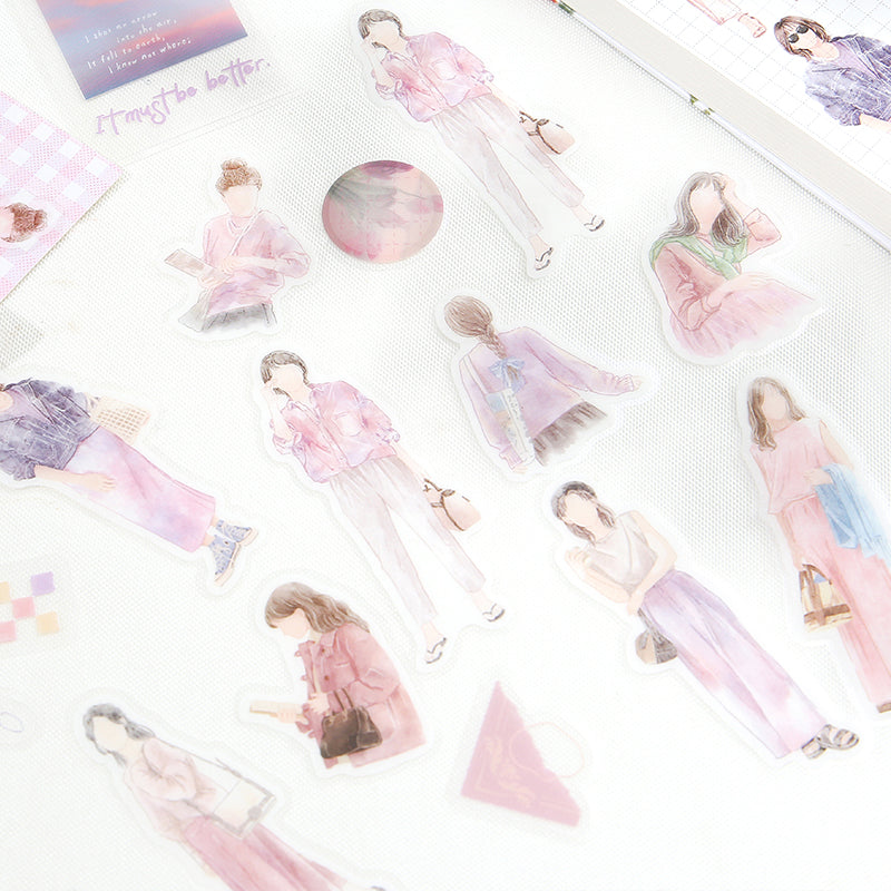 BGM Person Watercolor Pink Coordinating Sticker Seal — detail view