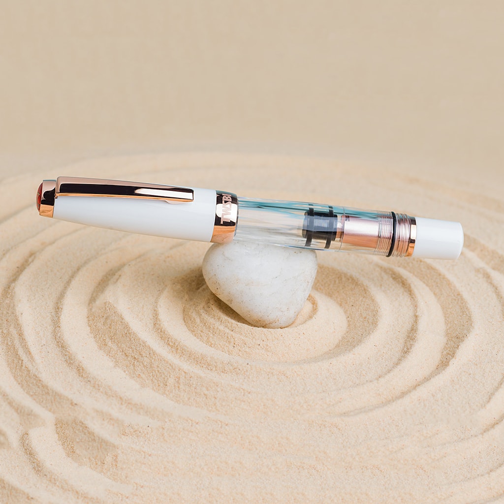 TWSBI Diamond Mini with Rose Gold Trim II Fountain Pen — flat lay