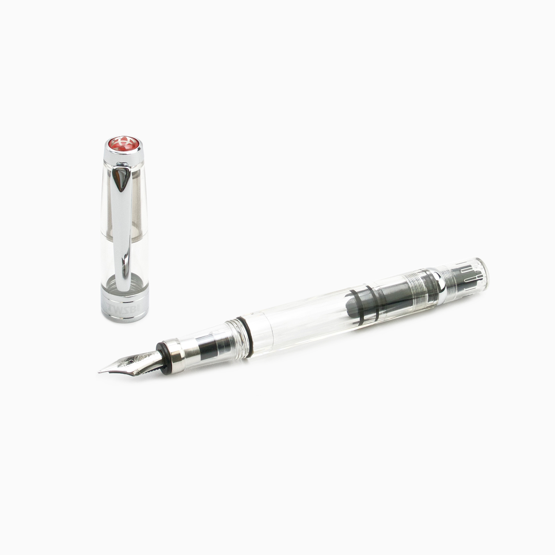 TWSBI Diamond 580 Fountain Pen Clear — flat lay