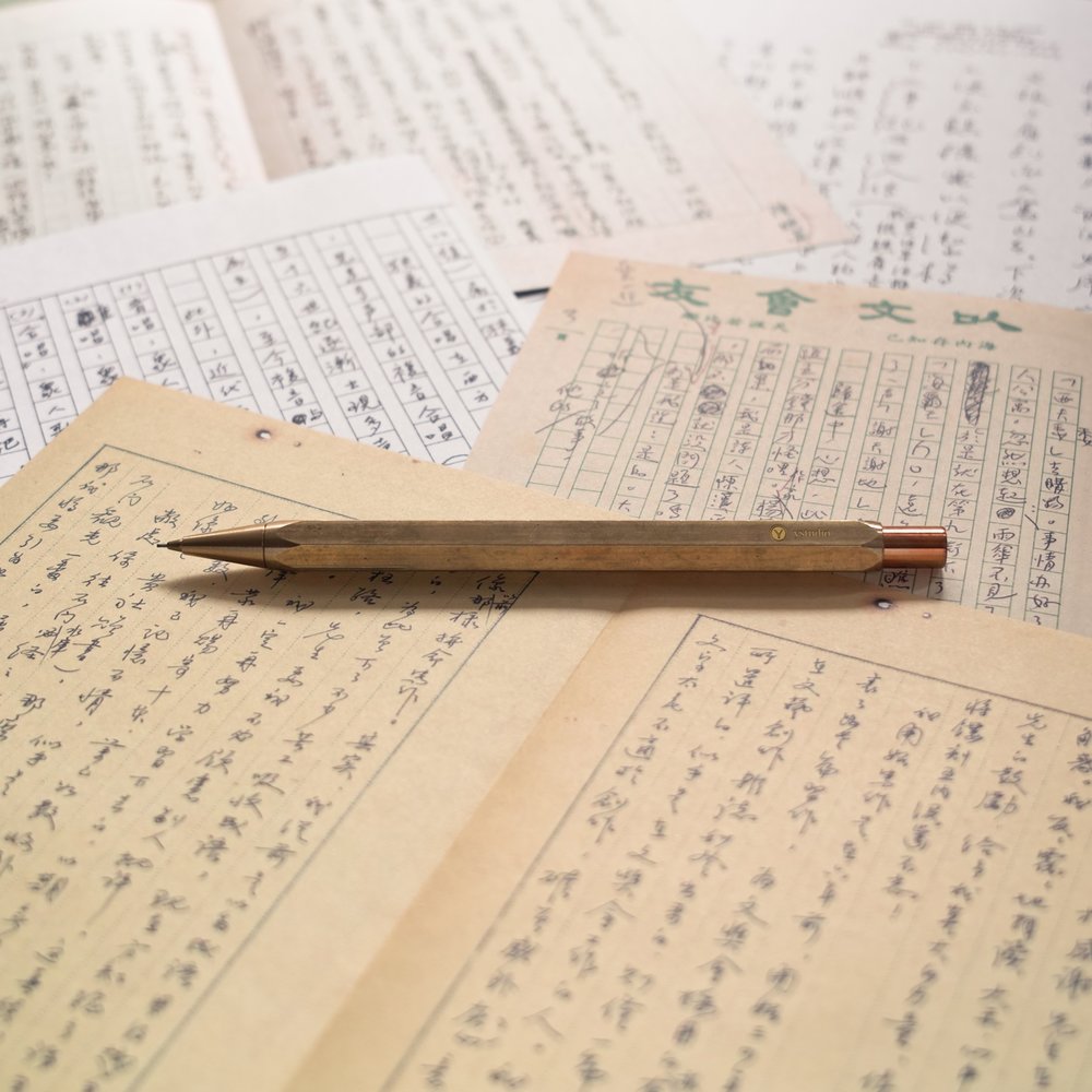 Ystudio Classic Mechanical Pencil — writing at an angle