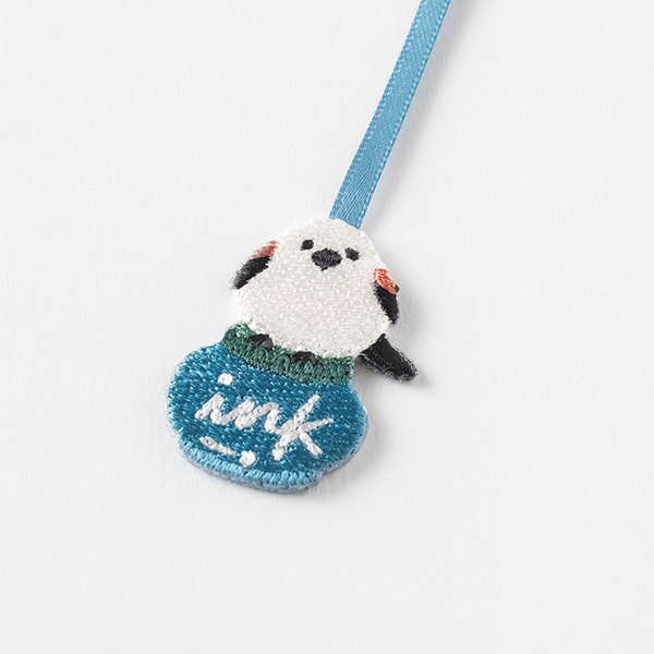 Midori Embroidery Bookmarker Long-tailed Tit — with packaging