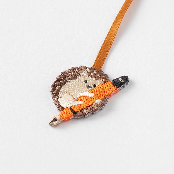Midori Embroidery Bookmarker Hedgehog — detail view