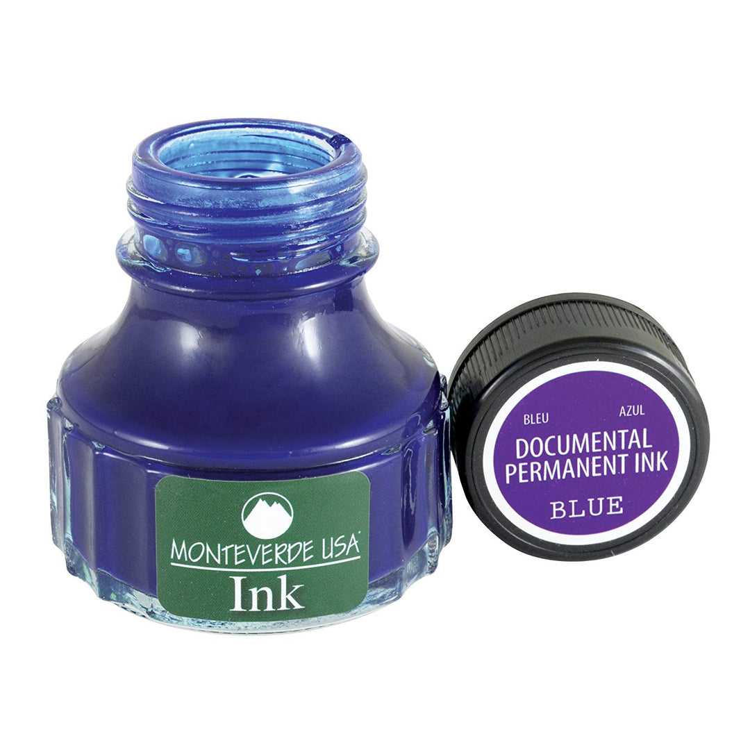 Monteverde 90ml Ink Bottle Document Permanent Blue — tip detail