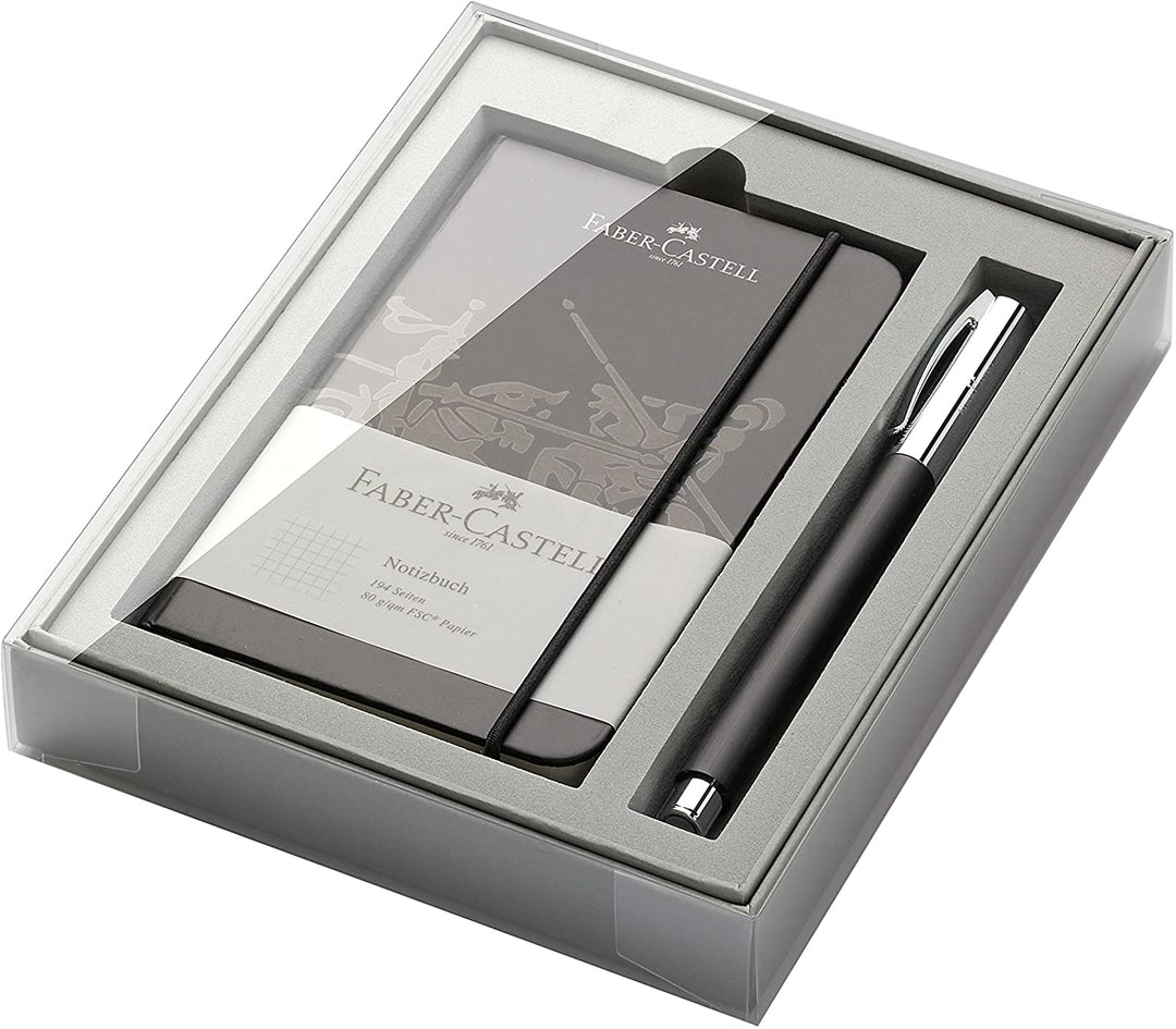 Faber-Castell Ambition Resin Rollerball Pen Black Promo Set With Notebook — capped