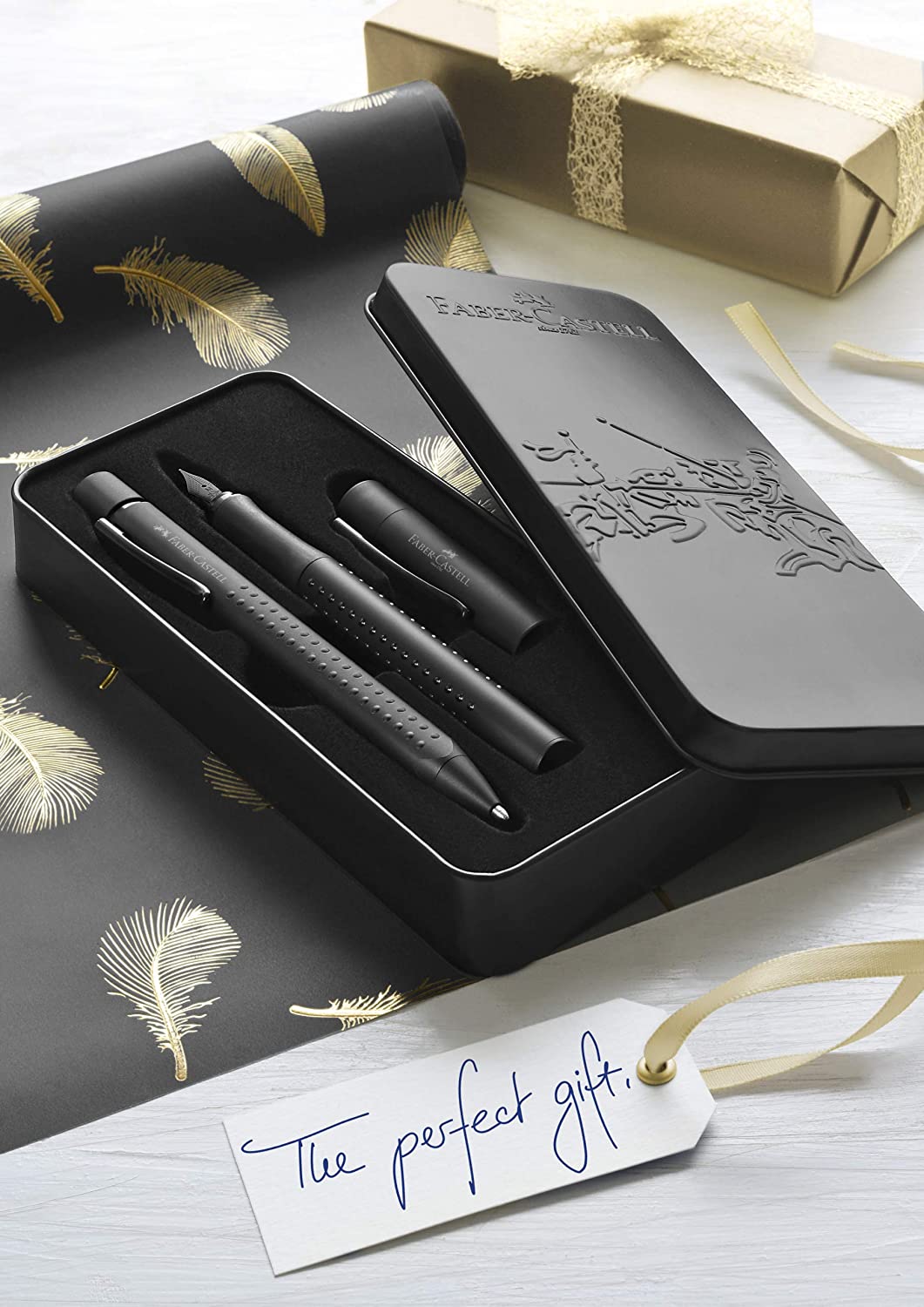 Faber-Castell Grip Edition Fountain Pen &amp; Ballpoint Pen Set All Black [Pre-Order] — in use