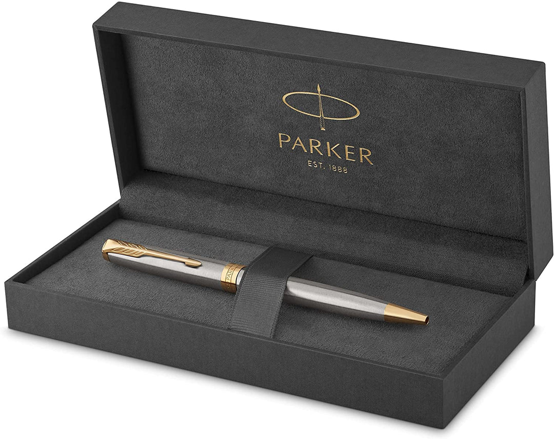 Parker Sonnet Stainless Steel GT Ballpoint Pen — writing at an angle