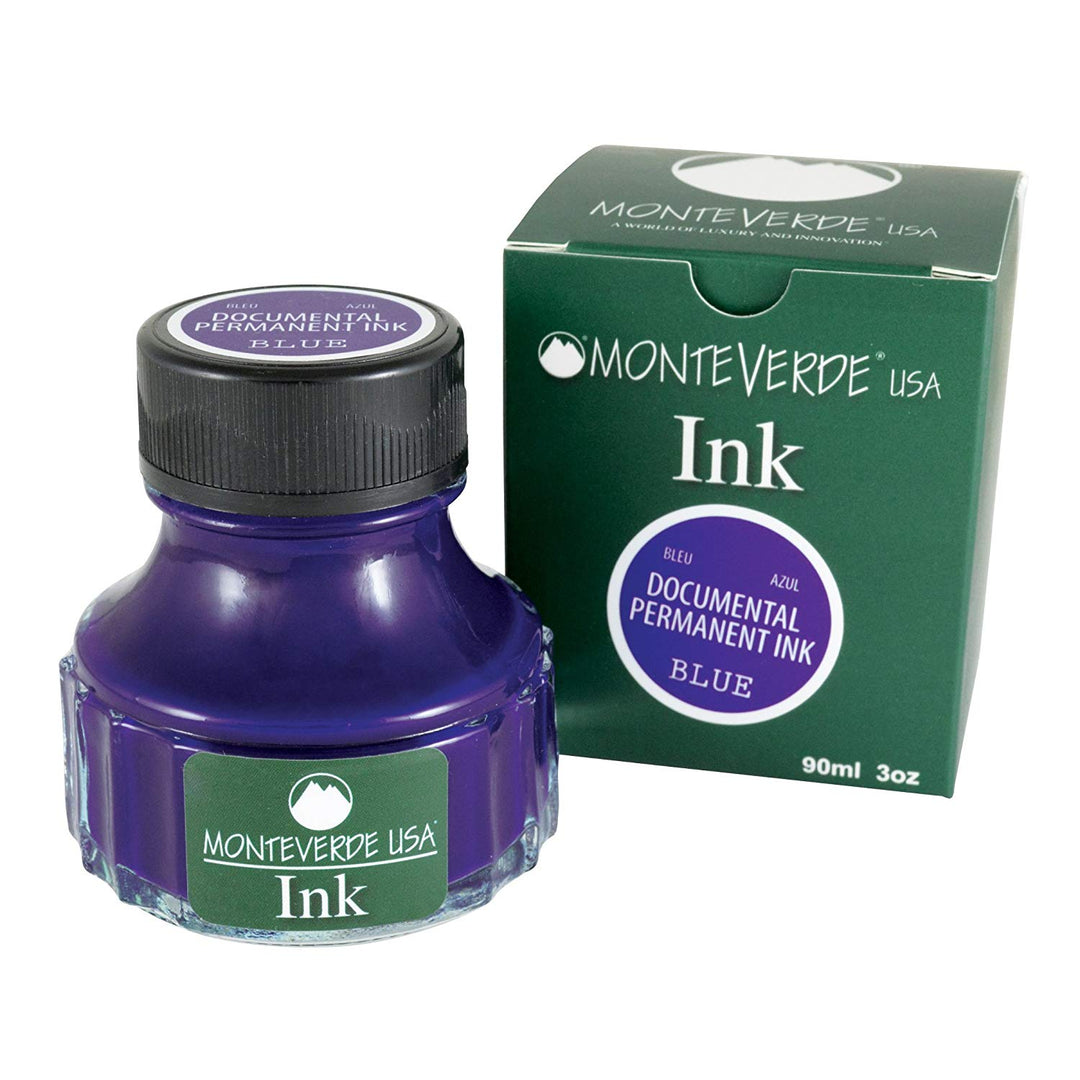 Monteverde 90ml Ink Bottle Document Permanent Blue — capped