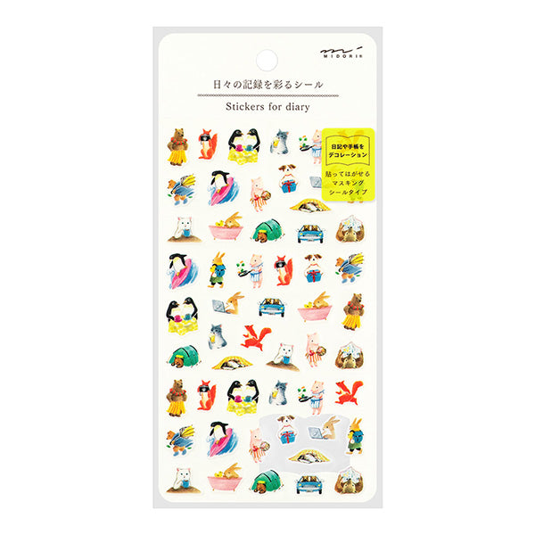 Midori Sticker Daily Records Animal Scenes — front view