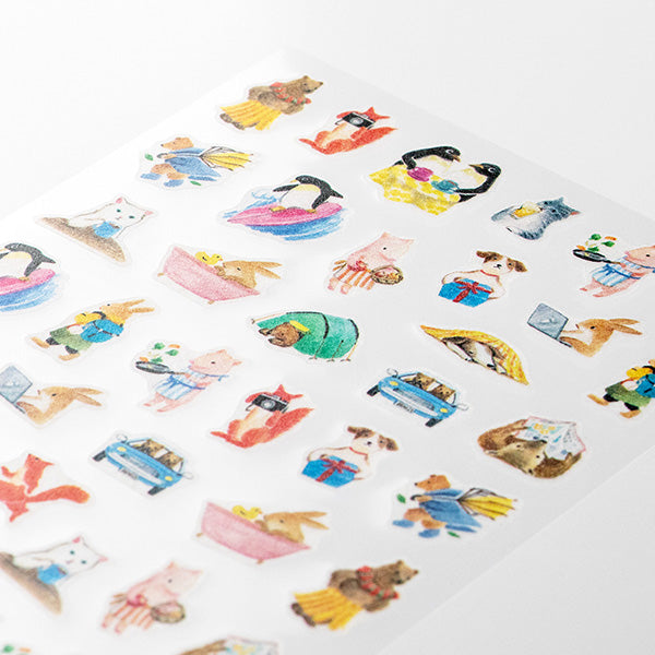 Midori Sticker Daily Records Animal Scenes — detail view
