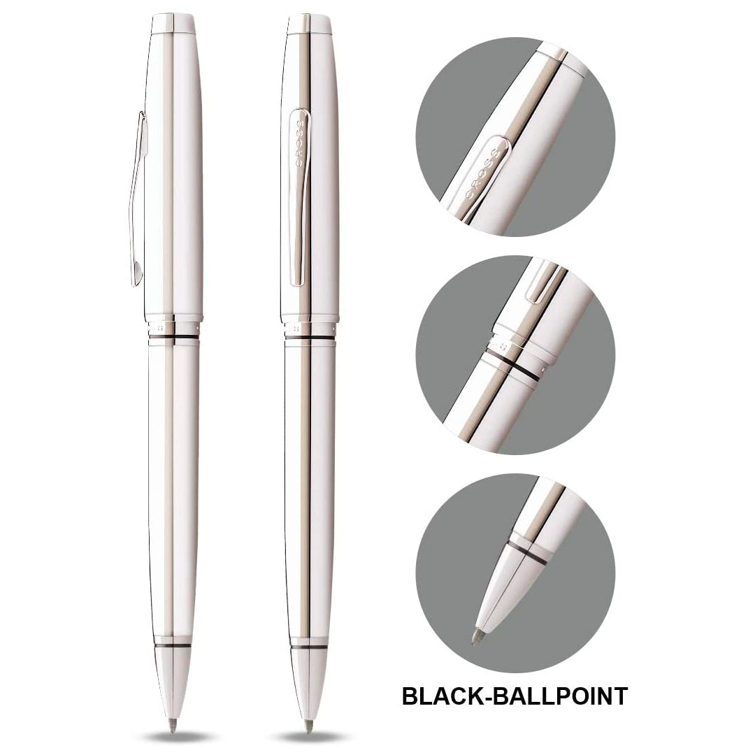Cross Coventry Ballpoint Pen Lustrous Chrome — barrel detail