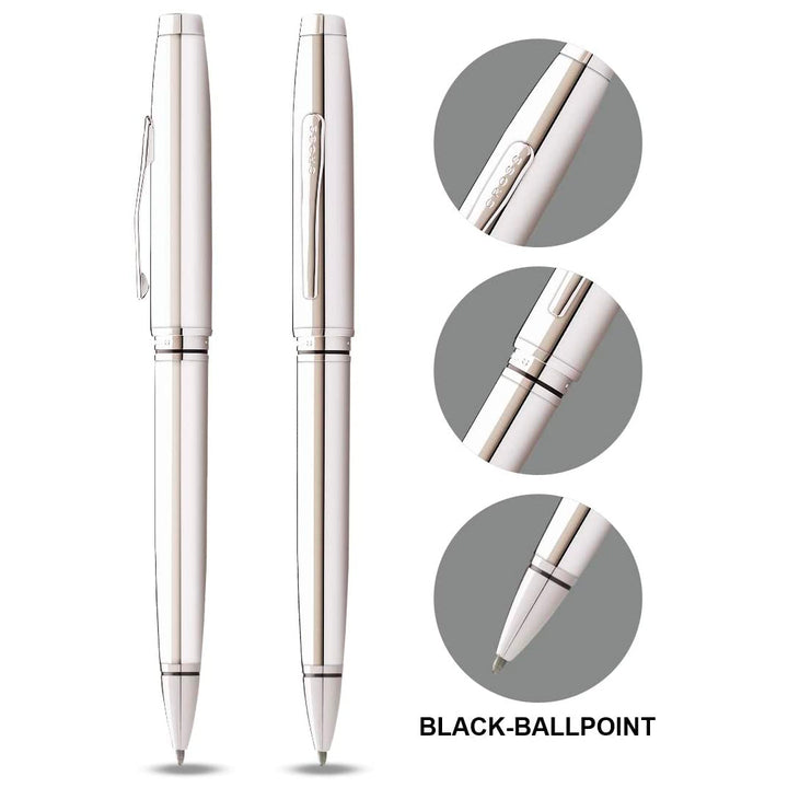 Cross Coventry Ballpoint Pen Lustrous Chrome — barrel detail