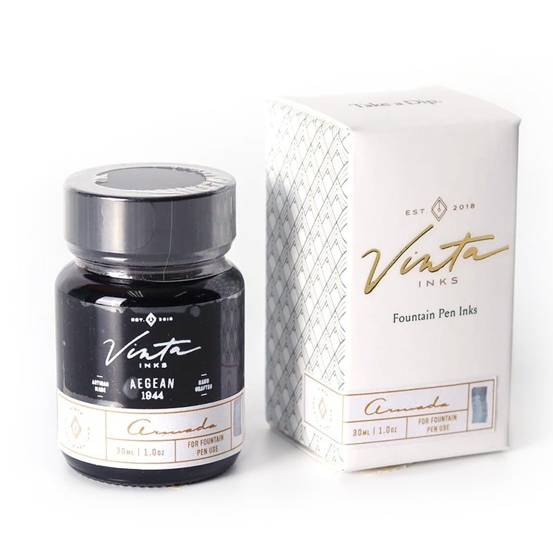 Vinta Inks 30ml Ink Bottle Aegean (Armada 1944) — with pen