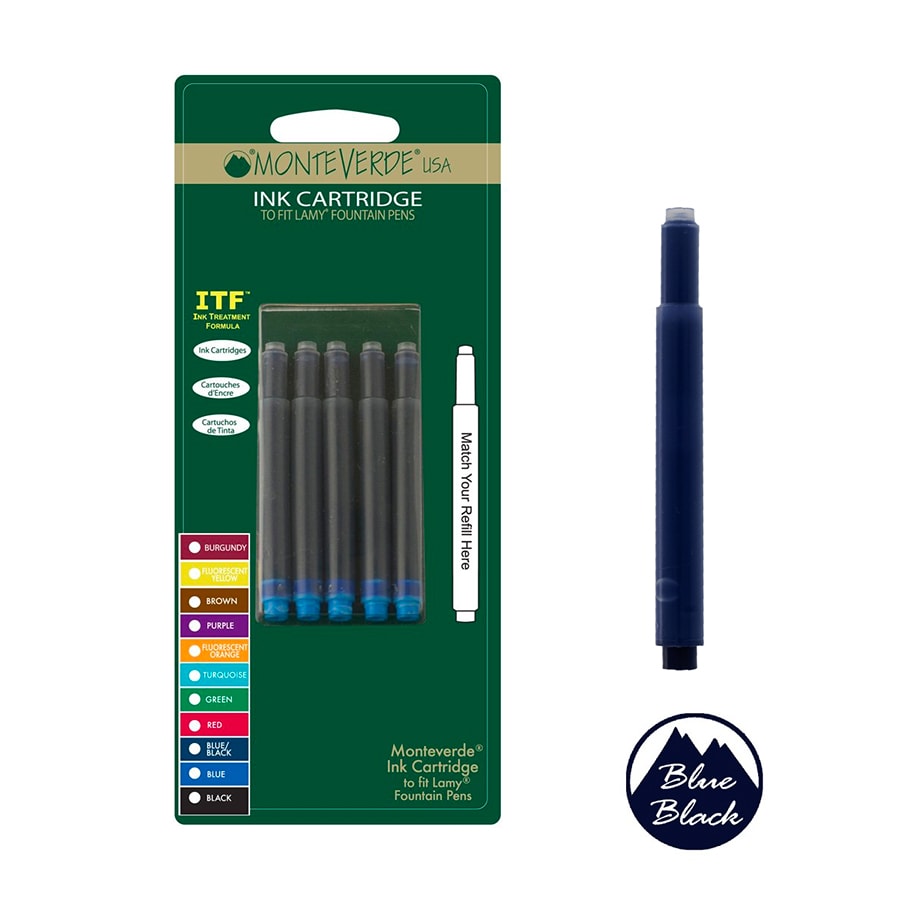 Monteverde Ink Cartridge For Lamy Fountain Pen Blue Black — bottle front