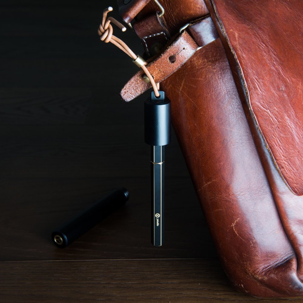 Ystudio Brassing Portable Fountain Pen Medium — writing at an angle