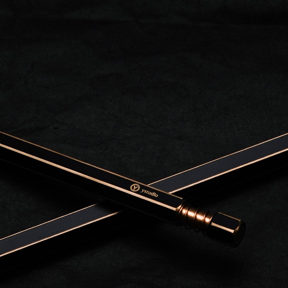 Ystudio Brassing Ballpoint Pen (spring) — writing at an angle
