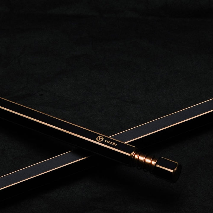 Ystudio Brassing Ballpoint Pen (spring) — writing at an angle