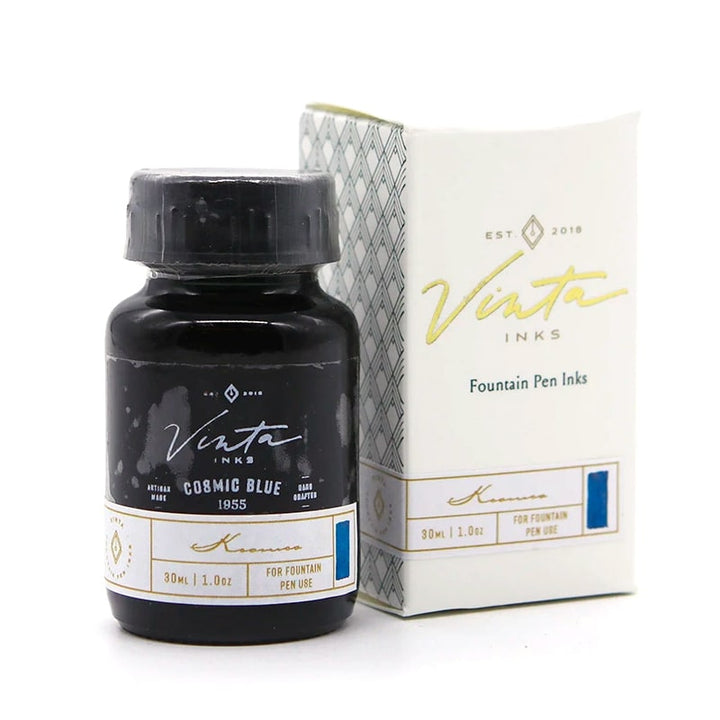Vinta Inks 30ml Ink Bottle Cosmic Blue, Shimmer (Kosmos 1955) — cap detail