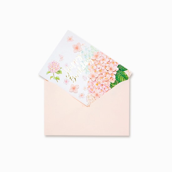 D'Won Card Happy Birthday Hydrangea — front view