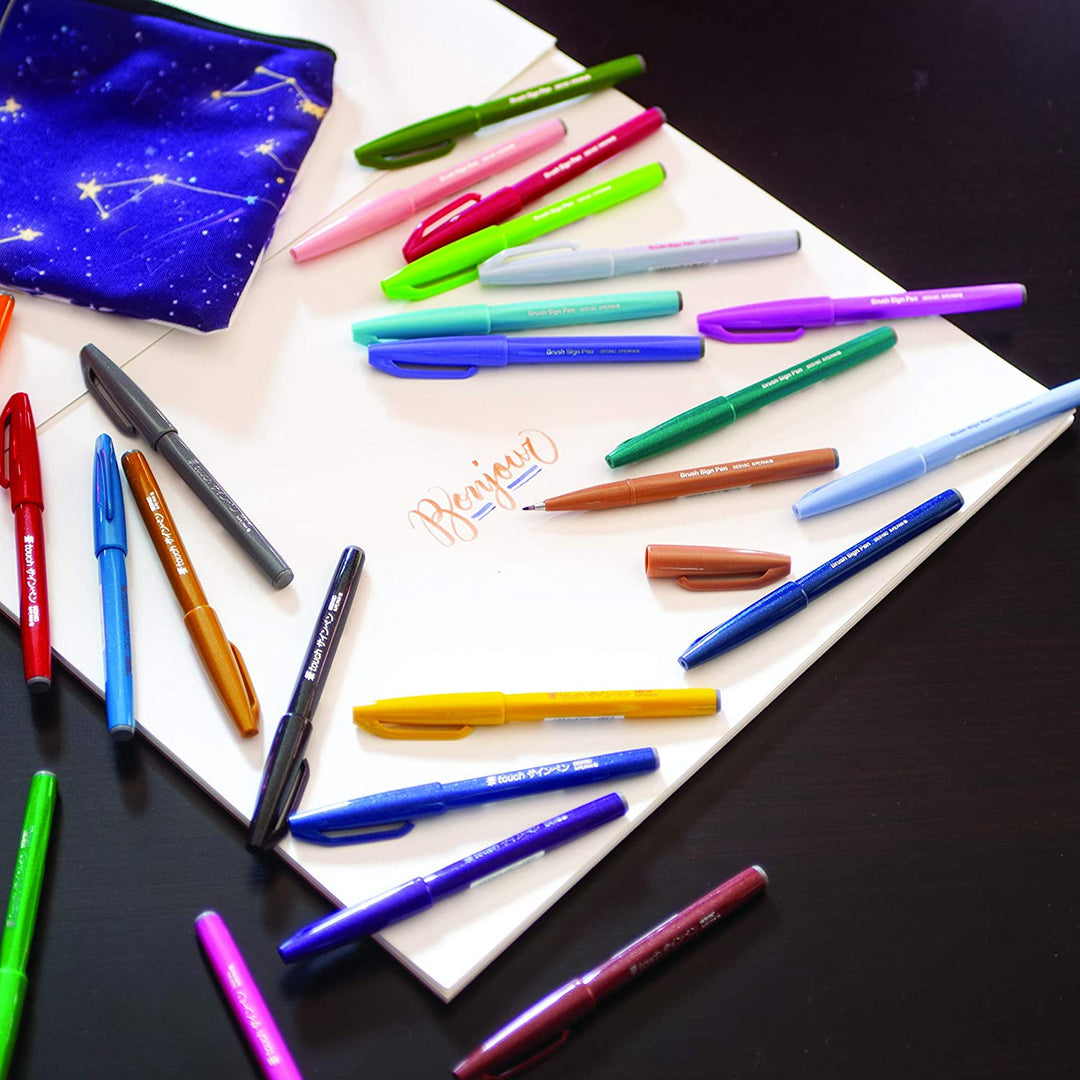 Pentel Touch Brush Sign Pen 6 Pieces Set II — detail view