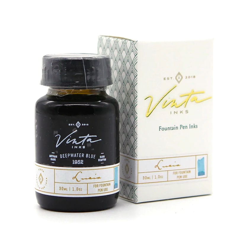 Vinta Inks 30ml Ink Bottle Deepwater Blue (Lucia 1952) — cap detail