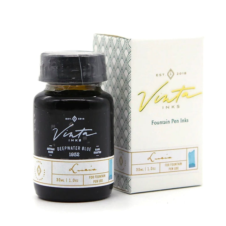Vinta Inks 30ml Ink Bottle Deepwater Blue (Lucia 1952) — cap detail
