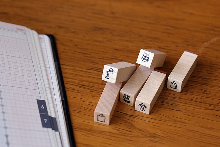 Plain Stationery Minimo Stamp Set - Ruler and knife — side view