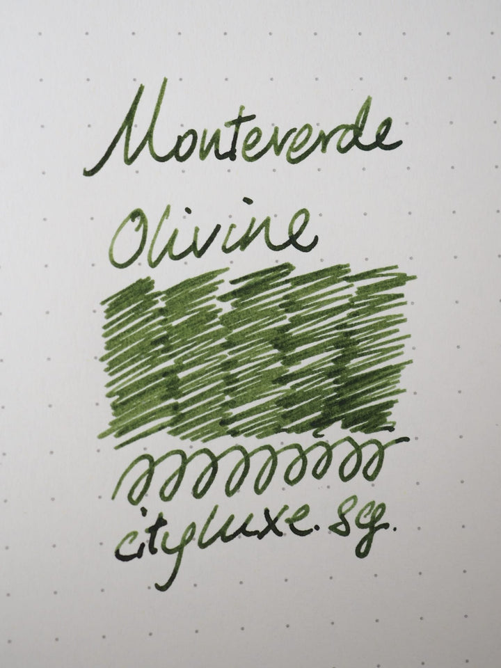 Monteverde 30ml Ink Bottle Olivine — colour swatch on paper