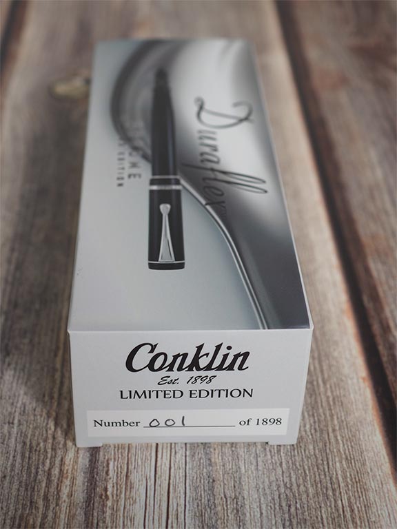 Conklin Duraflex Limited Edition Fountain Pen (Flex Nib) Chrome — flat lay