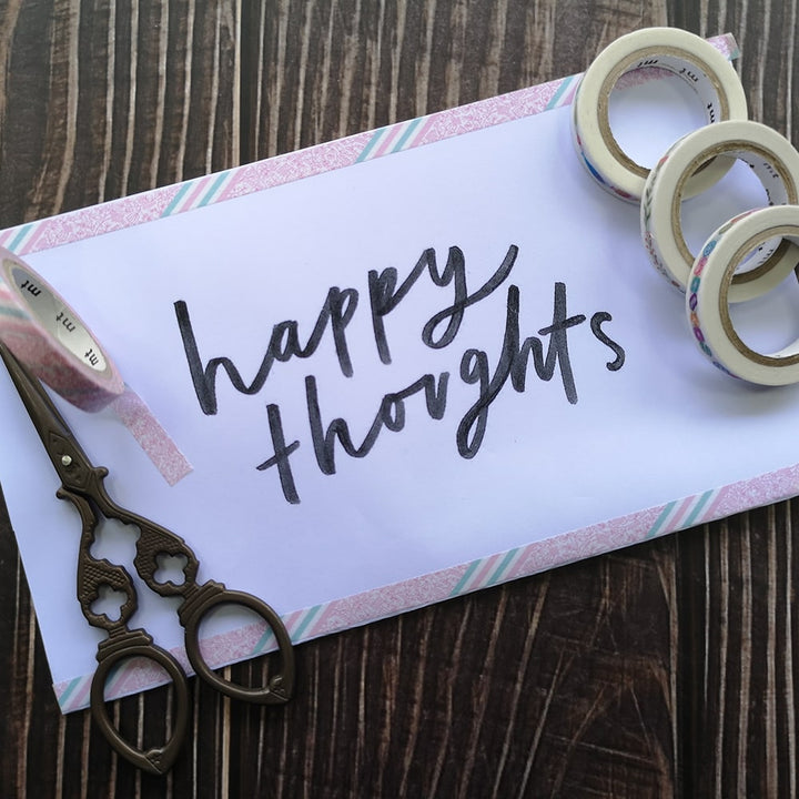 MT EX Washi Tape Pink  - Flower Stripe — applied on surface