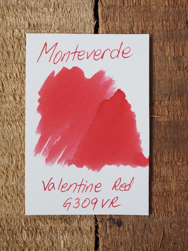 Monteverde 30ml Ink Bottle Valentine Red — colour swatch on paper