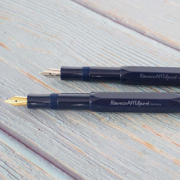 Kaweco Art Sport Fountain Pen Dark Blue Limited Edition 2018 Gold — flat lay